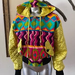 90s Escada Mixed Bag Print Quilted Bomber!